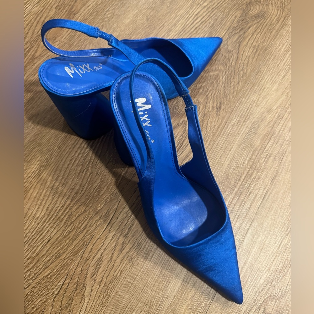 Mixx Shuz Blue Women's Slingback Heels - Picture 5 of 7
